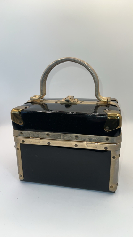 Vintage Ladies Black Handheld Trunk