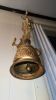 Ornate Wall Bell and Hanging Brass Candlestick Holder - 4