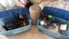 Plastic Storage Totes w/ Lamp Bases, Contents & Hamper - 16