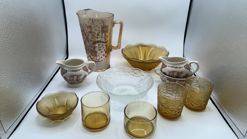 Vintage Pitcher, Glassware and China Pieces