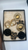 Hat Pins, Black and Gold Cameo, Assorted Ladies Costume Jewelry & Compartment Box - 6