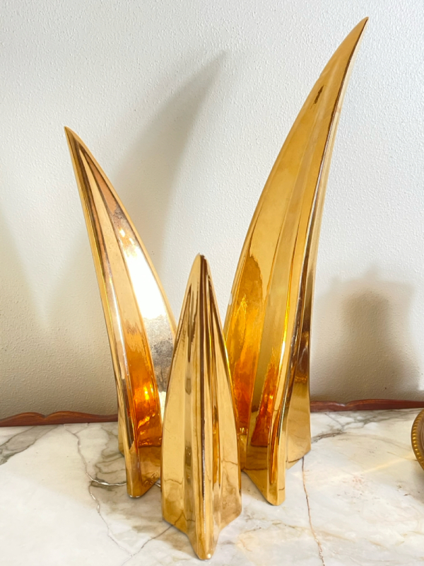 JARU Large Gold Metallic Mid Century Sculptures