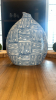 Wood Slab Place Setting w/ Orb Greenery & Blue-White Basket Weave Vase - 5