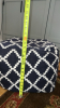 Wicker blanket basket w/ blankets (2) & blue and white ottoman poof - 12