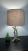 Ceramic Wood Style Table Lamp w/ Shade & Artificial Succulent - 2