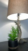Ceramic Wood Style Table Lamp w/ Shade & Artificial Succulent - 7