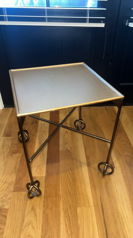 Neoclassical Table with Orb Feet and Metal Top