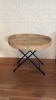 Rustic Metal Frame Side Table w/ Wood Tray Top