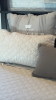 King-size Bedding, Atelier de Paris throw pillows, & wicker blanket basket - 5