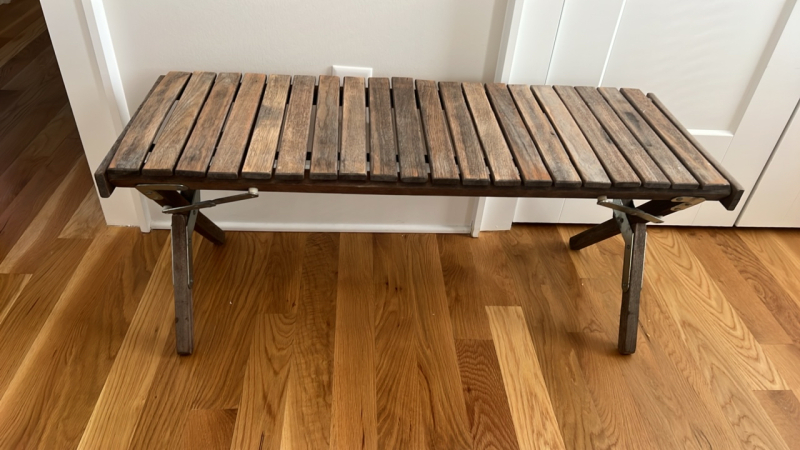 Vintage/Industrial Style Wooden Slat Bench