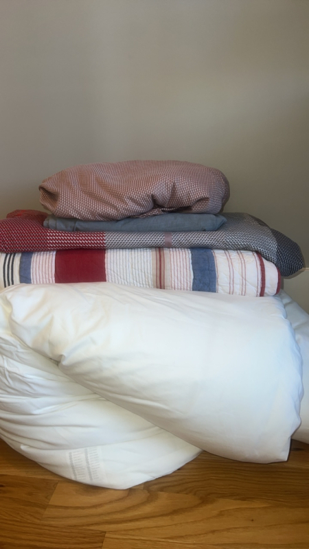 Duvet w/ Cover, Flat Sheets and handmade quilt