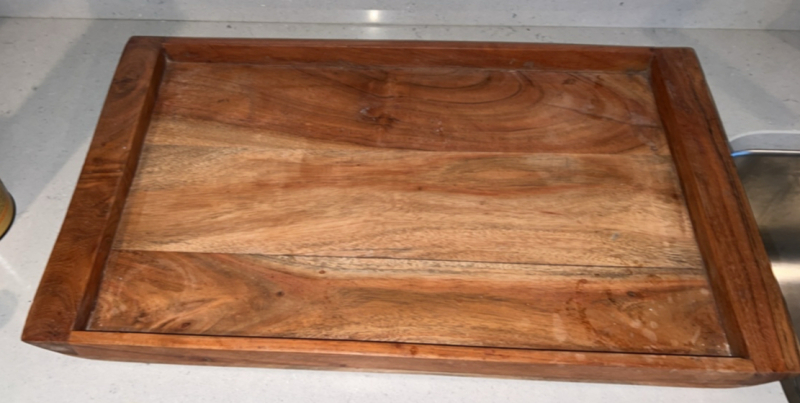 Real Wood Serving Tray w/ Jack Sculpture