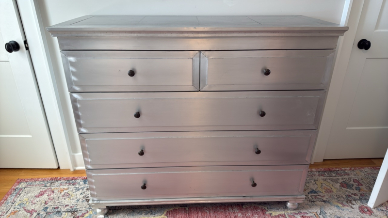 Silver with Rivet Style Industrial Detailing 5-drawer Chest of Drawers