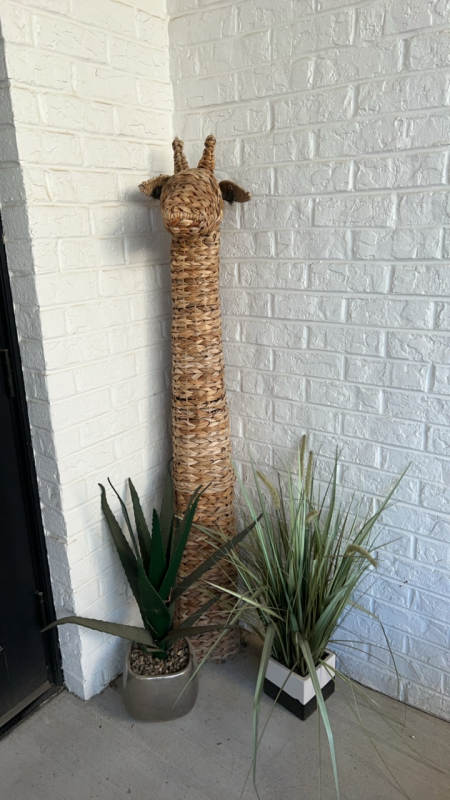 Wicker Giraffe and Artificial Plants