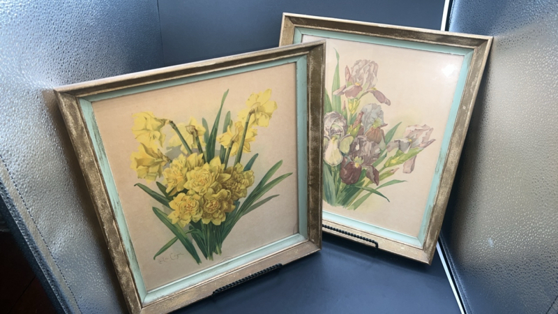 Signed Floral Prints Pair
