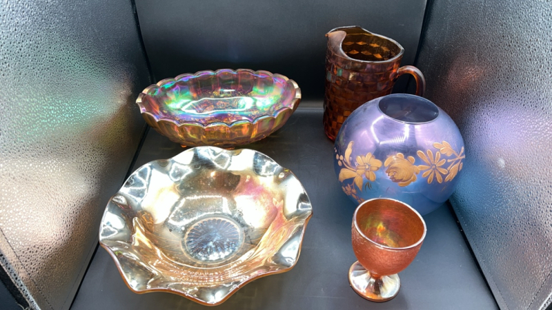 Iridescent & Amber Glassware