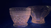 Radiant Glass Diamond Cut Sugar Bowl & Sherbet Glass - 7