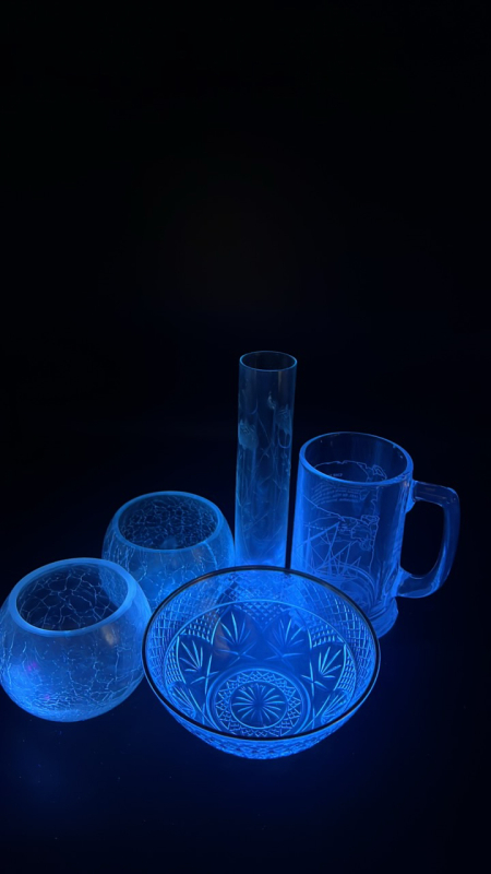 Radiant Glass Bowl, Crackled Glass Votive Candle Holders & Mug