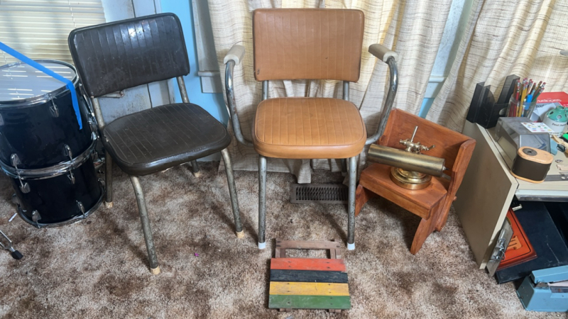 Chairs, Mini Wooden Table & Desk Lamp