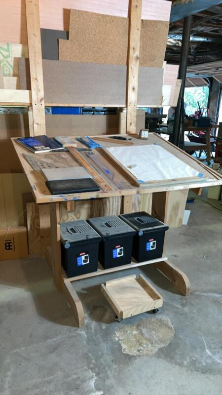 Handmade Wooden Drafting Table & Accessories
