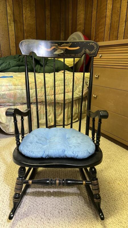 Rustic Hand Painted Wooden Rocking Chair