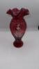 Fenton Cranberry "Jack in the Pulpit" Vase & Footed Vase - 5