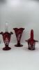 Fenton Mary Gregory Style Ruby Red Glass Hand Baskets & Vase - 5