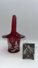 Fenton Mary Gregory Style Ruby Red Glass Hand Baskets & Vase - 7