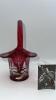 Fenton Mary Gregory Style Ruby Red Glass Hand Baskets & Vase - 8