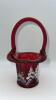 Fenton Mary Gregory Style Ruby Red Glass Hand Baskets & Vase - 11