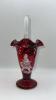 Fenton Mary Gregory Style Ruby Red Glass Hand Baskets & Vase - 18