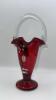 Fenton Mary Gregory Style Ruby Red Glass Hand Baskets & Vase - 19