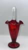 Fenton Mary Gregory Style Ruby Red Glass Hand Baskets & Vase - 20