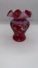 Fenton Cranberry Glass Vase & Feather Vase - 3