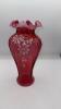 Fenton Cranberry Glass Vase & Feather Vase - 7