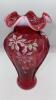 Fenton Cranberry Glass Vase & Feather Vase - 8