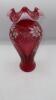 Fenton Cranberry Glass Vase & Feather Vase - 9