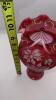 Fenton Cranberry Glass Vase & Feather Vase - 12