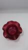 Fenton Mary Gregory Style Cranberry Ruffled Rim Vases (2) - 12