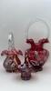 Fenton Cranberry Glass Hand Baskets (3)