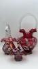 Fenton Cranberry Glass Hand Baskets (3) - 5