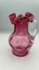 Cranberry Glass Vase & Pitcher - 12