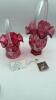 Fenton Mary Gregory Style Cranberry Ruffled Rim Hand Baskets (2) - 4