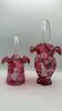 Fenton Mary Gregory Style Cranberry Ruffled Rim Hand Baskets (2) - 5