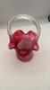 Fenton Mary Gregory Style Cranberry Ruffled Rim Hand Baskets (2) - 16