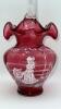 Fenton Mary Gregory Style Cranberry Ruffled Rim Hand Baskets (2) - 9