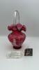 Fenton Mary Gregory Style Cranberry Ruffled Rim Hand Baskets (2) - 15