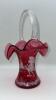 Fenton Mary Gregory Style Cranberry Ruffled Rim Hand Baskets (2) - 25