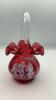 Fenton Cranberry Ruffled Rim Hand Basket & Vase - 6