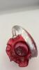 Fenton Cranberry Ruffled Rim Hand Basket & Vase - 8